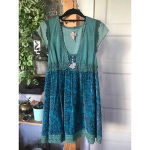 Free people mini dress with velvet lace size small